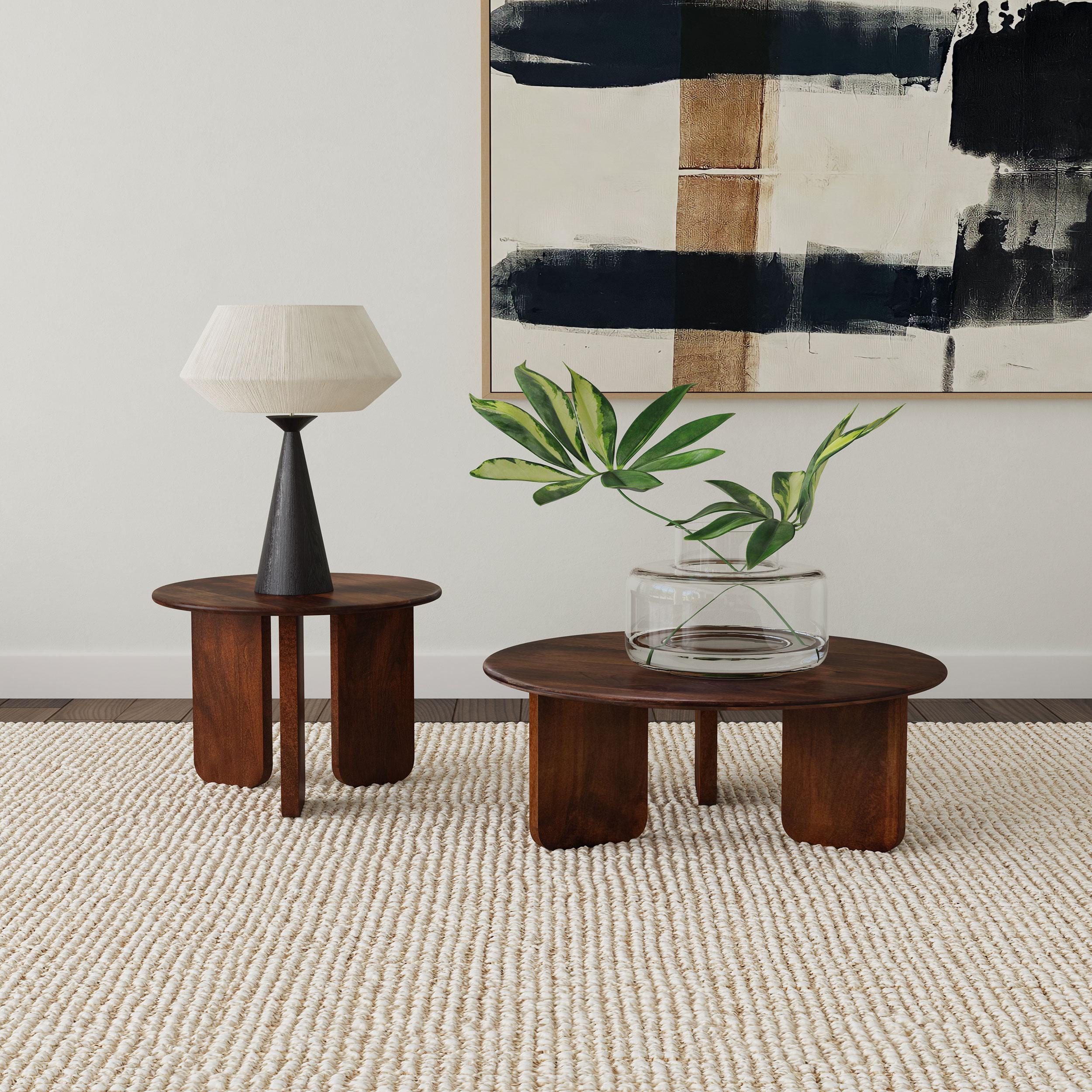  Coaster Furniture Dale 721998 Round Solid Mango Wood Coffee Table - Brown IMAGE 5