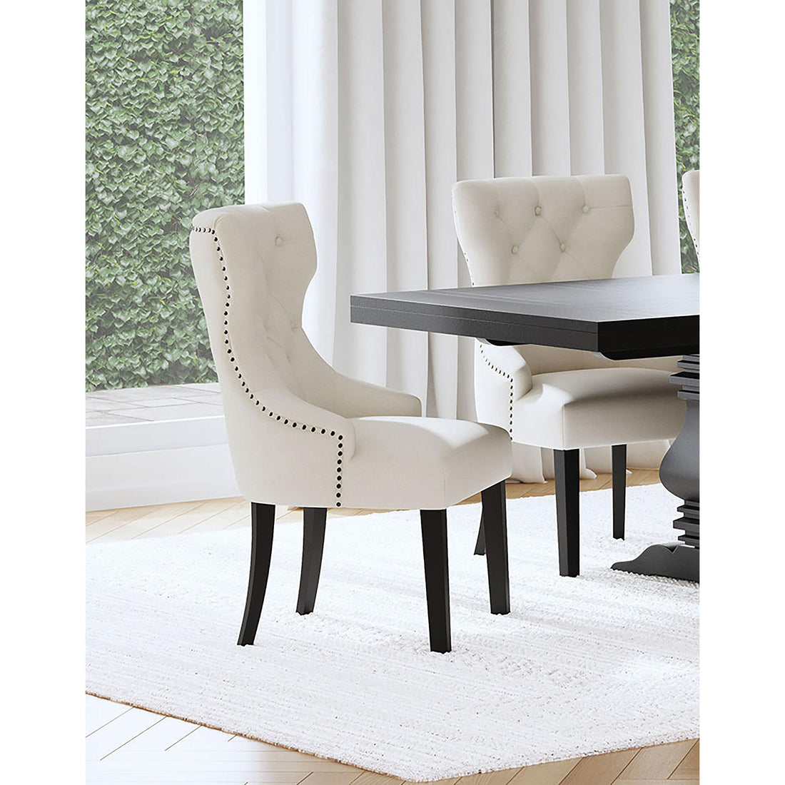  Coaster Furniture Baney 115572 Fabric Upholstered Dining Side Chair - Beige and Black IMAGE 1