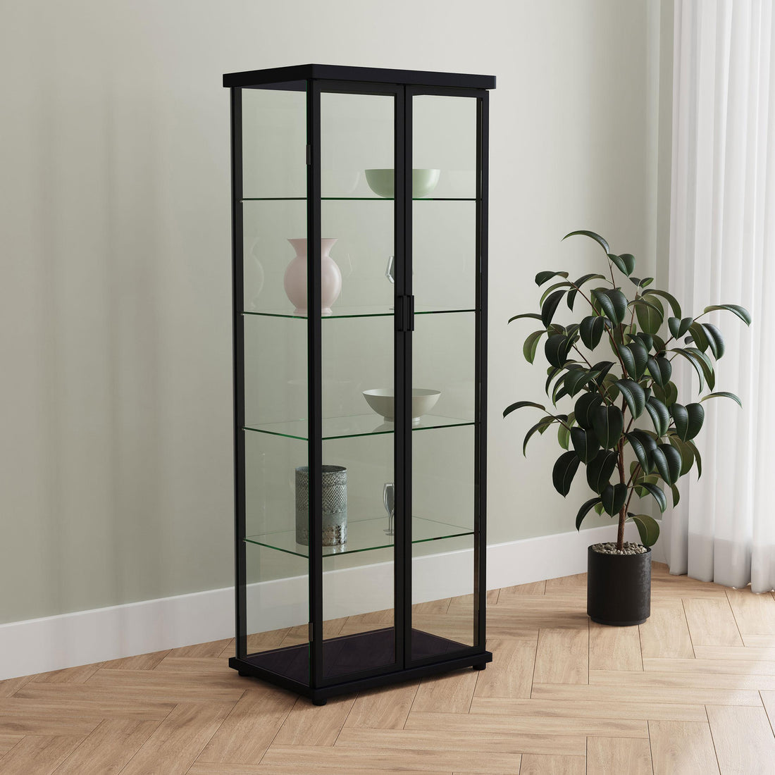  Coaster Furniture Aero 950400 4-shelf Display Curio Cabinet with LED Lighting - Black IMAGE 1