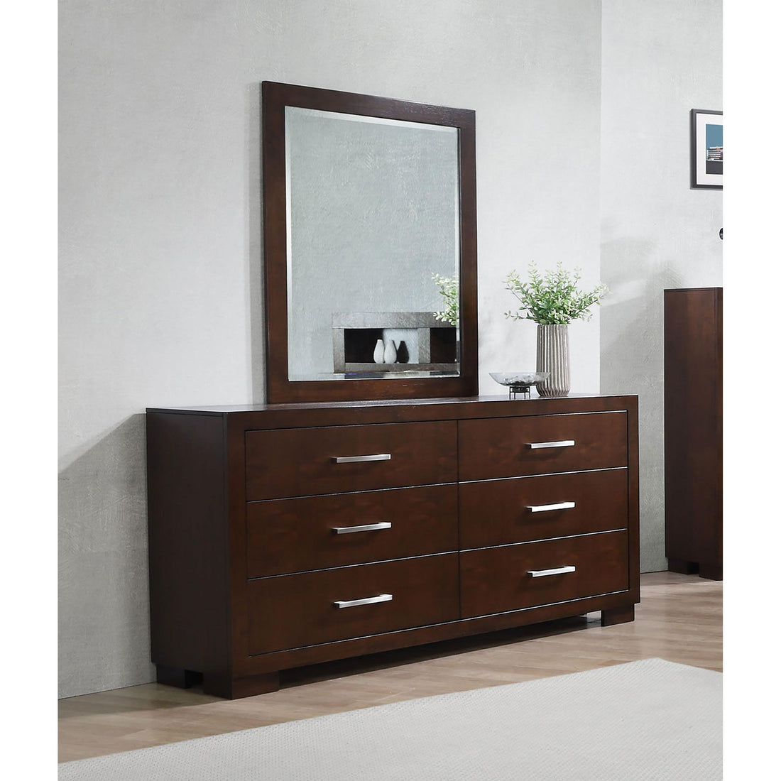  Coaster Furniture Jessica 200713M 6-Drawer Dresser with Mirror - Cappuccino IMAGE 1