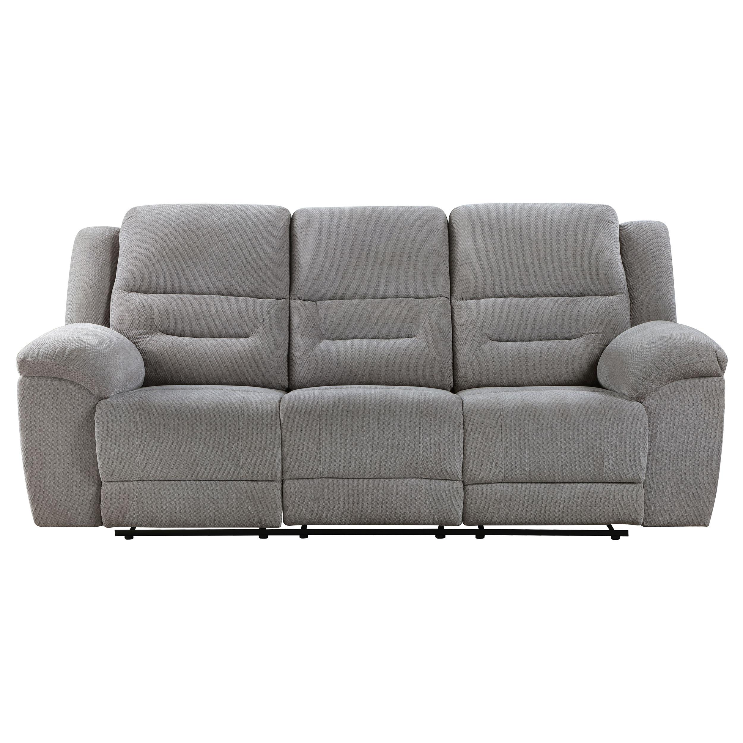  Coaster Furniture Gilson 602551 Chenille Upholstered Reclining Sofa - Grey IMAGE 5