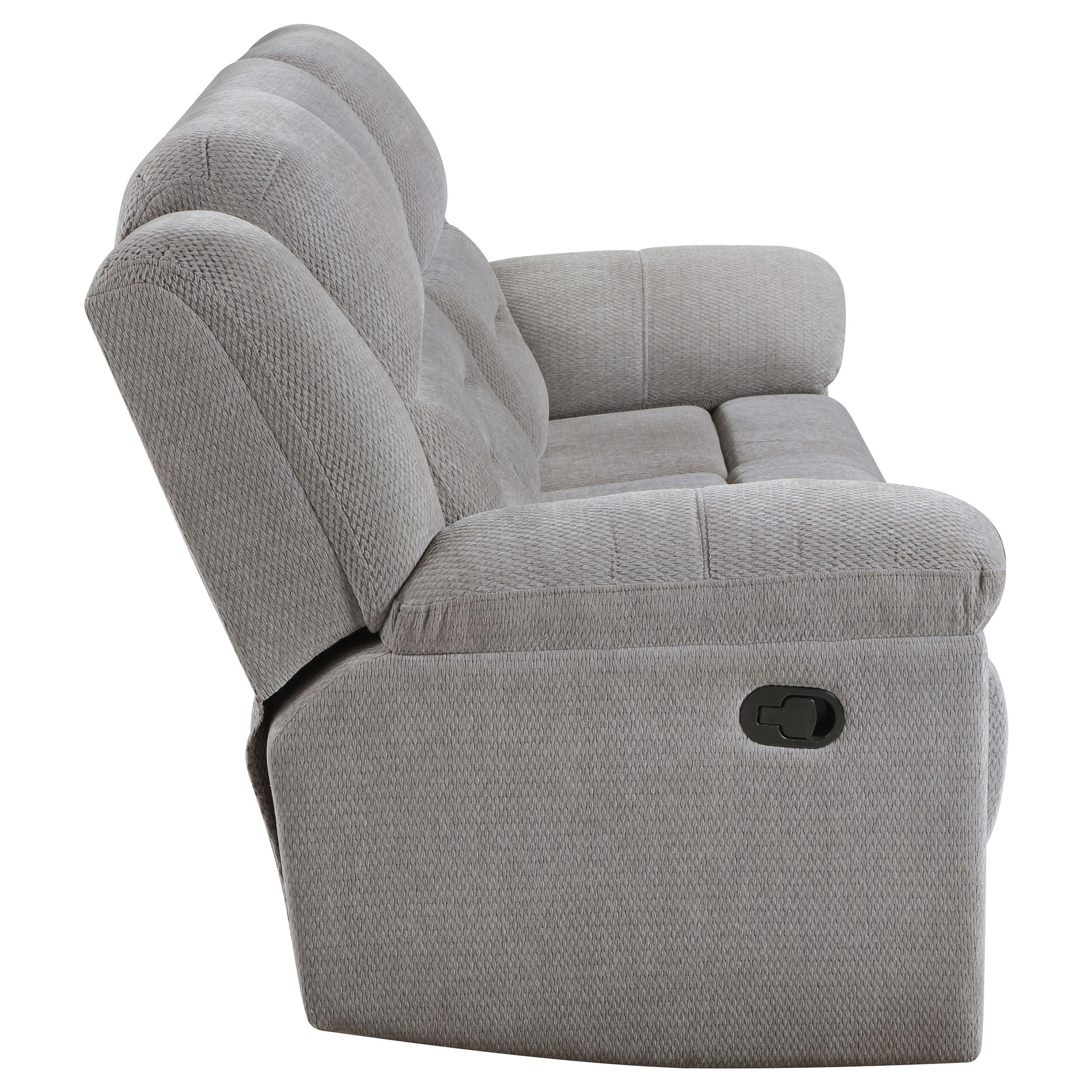  Coaster Furniture Gilson 602551 Chenille Upholstered Reclining Sofa - Grey IMAGE 7