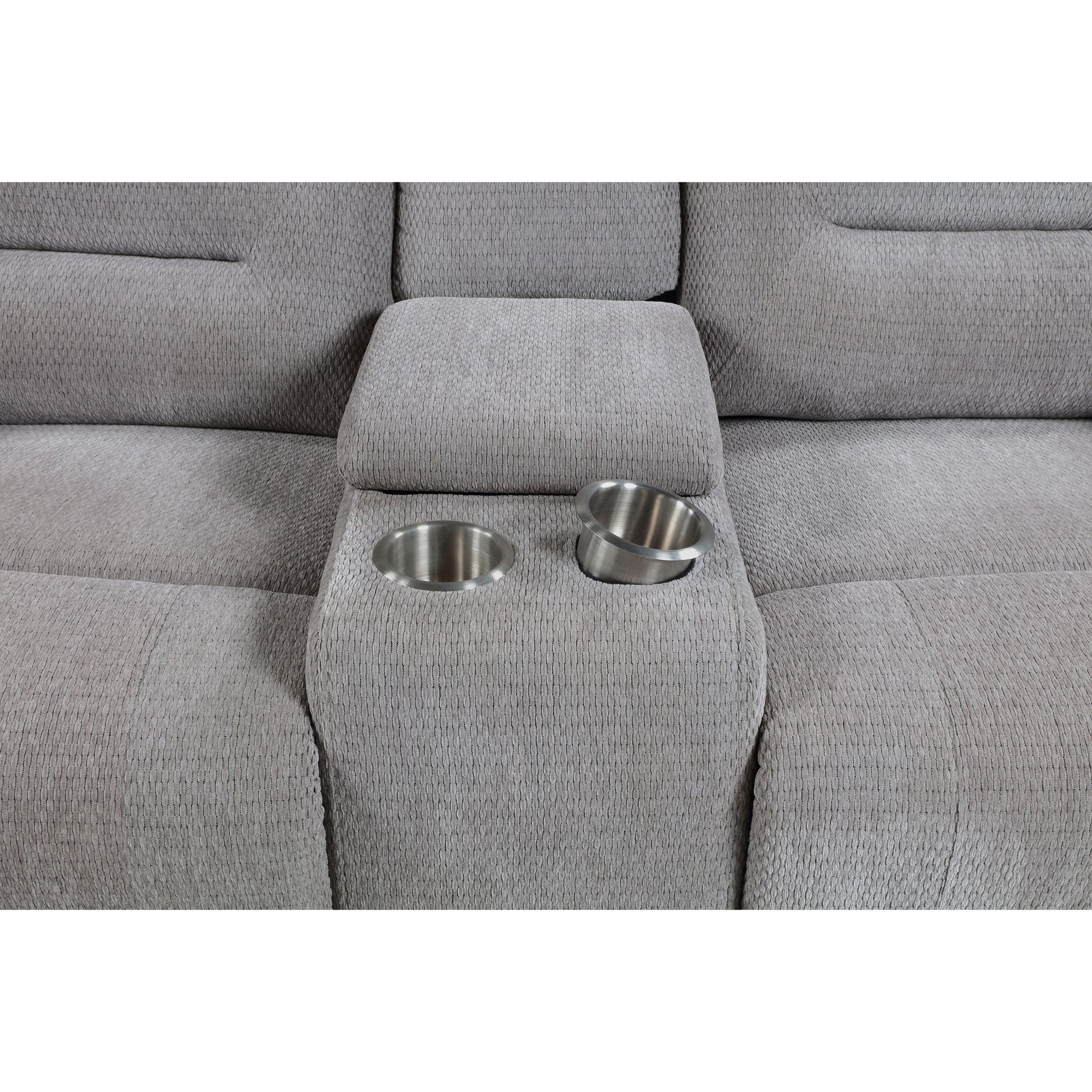  Coaster Furniture Gilson 602552 Chenille Upholstered Reclining Loveseat - Grey IMAGE 10