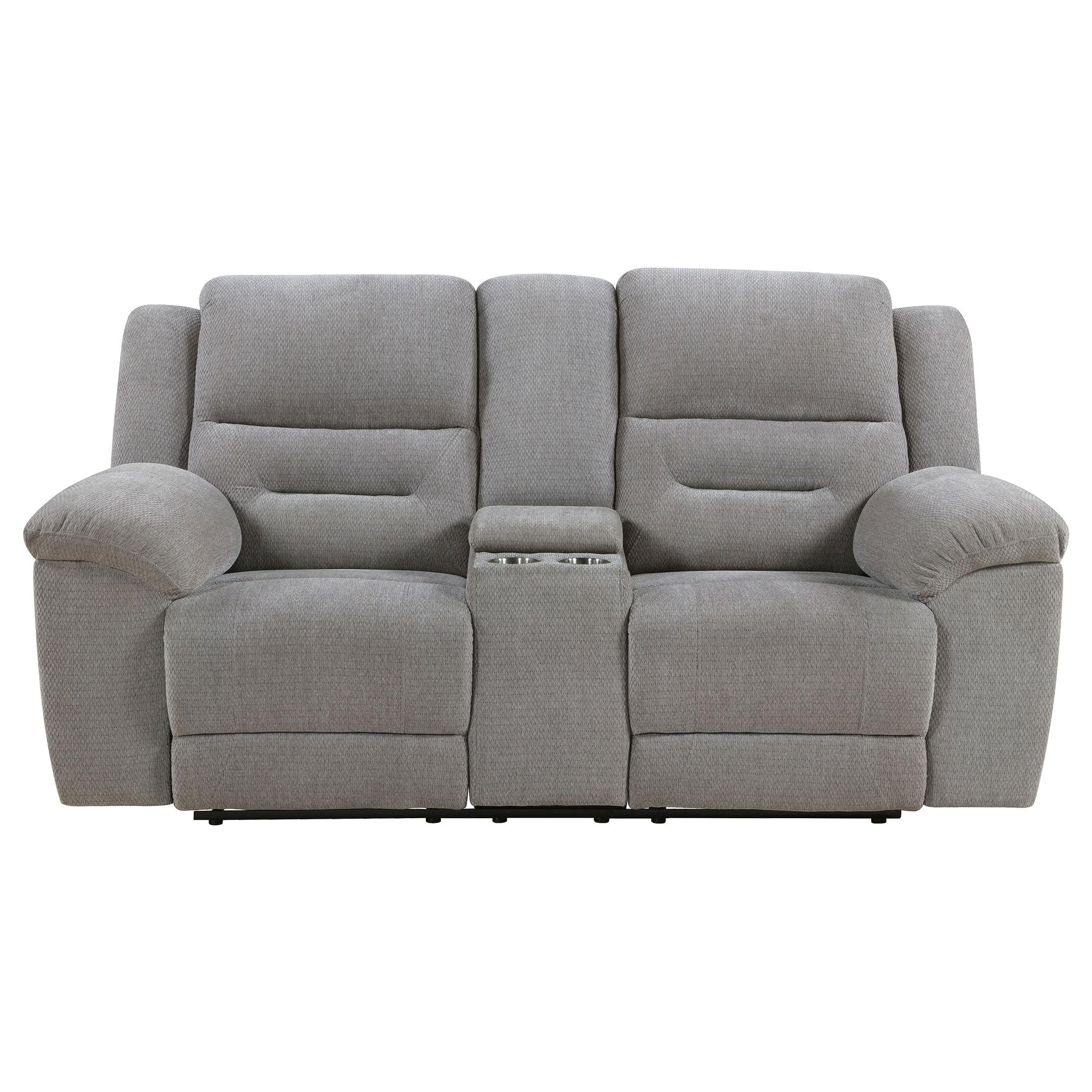  Coaster Furniture Gilson 602552 Chenille Upholstered Reclining Loveseat - Grey IMAGE 5