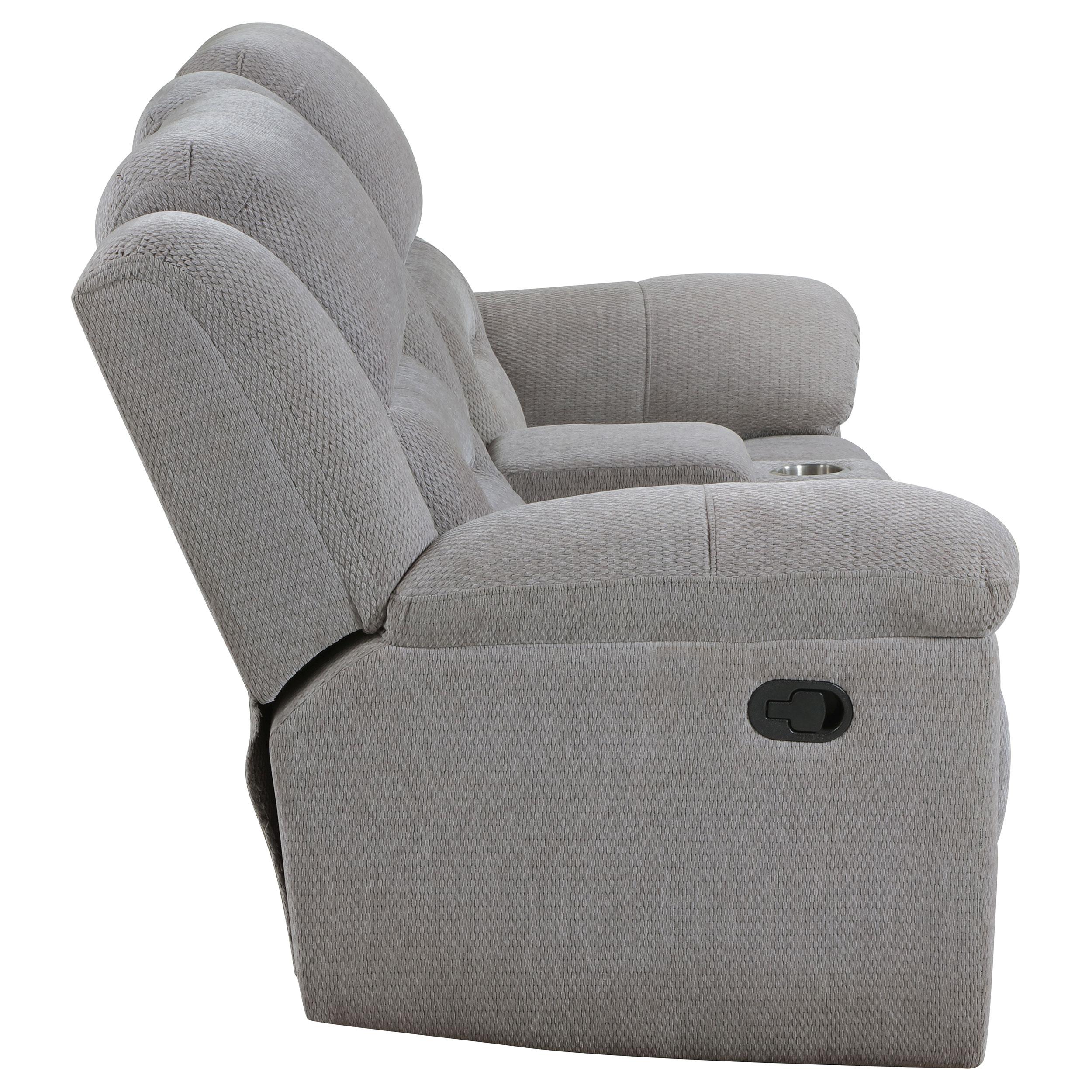  Coaster Furniture Gilson 602552 Chenille Upholstered Reclining Loveseat - Grey IMAGE 7