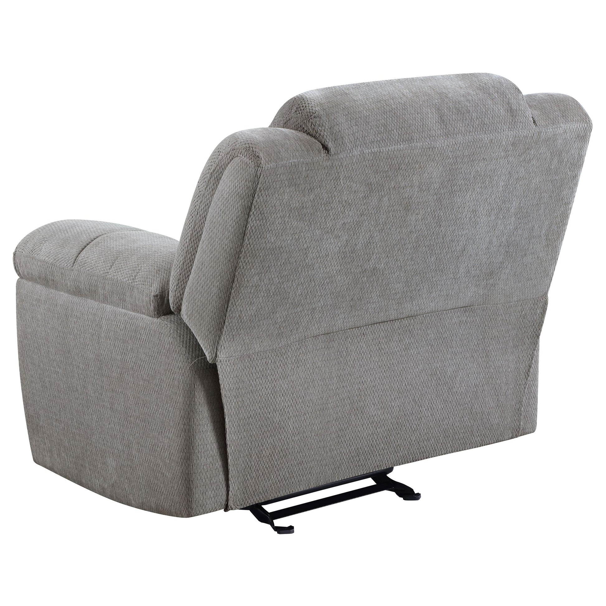  Coaster Furniture Gilson 602553 Chenille Upholstered Glider Recliner Chair - Grey IMAGE 6