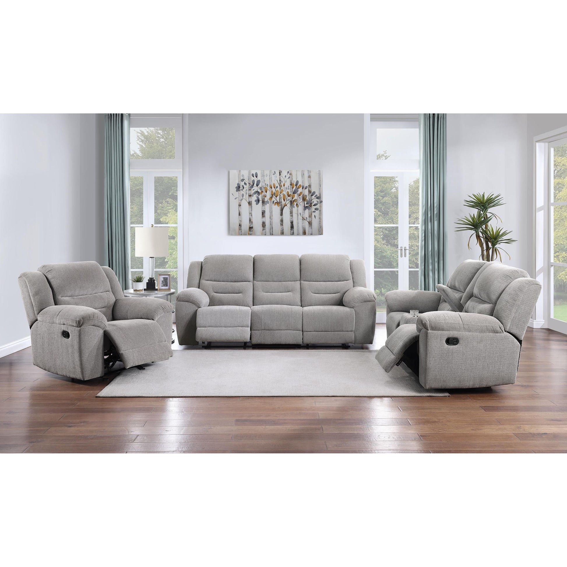  Coaster Furniture Gilson 602553 Chenille Upholstered Glider Recliner Chair - Grey IMAGE 9