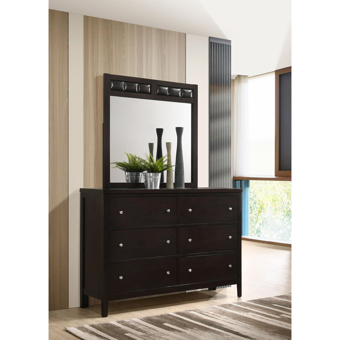  Coaster Furniture Carlton 202093M 6-Drawer Dresser with Mirror - Cappuccino IMAGE 1