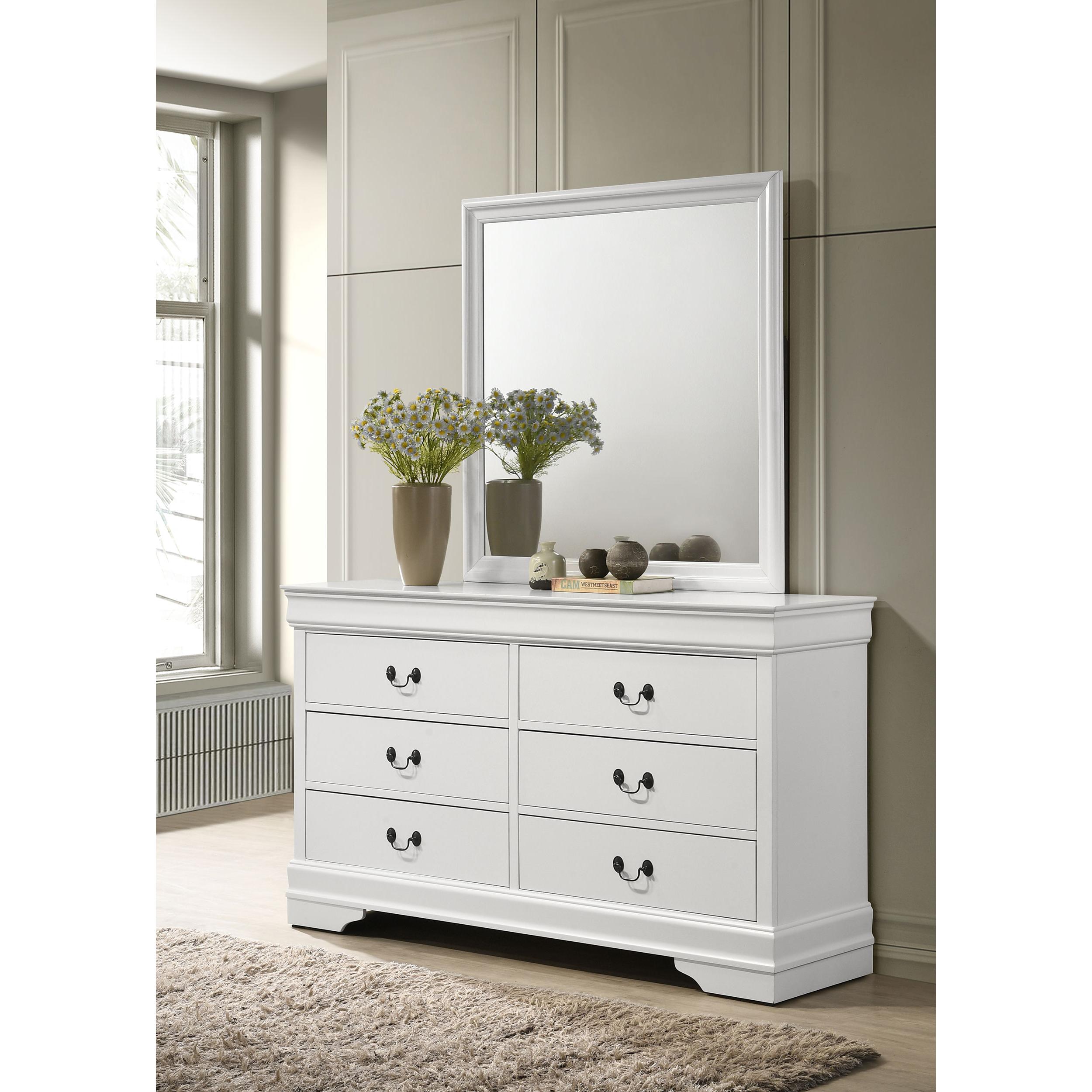  Coaster Furniture Louis Philippe 202443M 6-Drawer Dresser and Mirror - White IMAGE 2