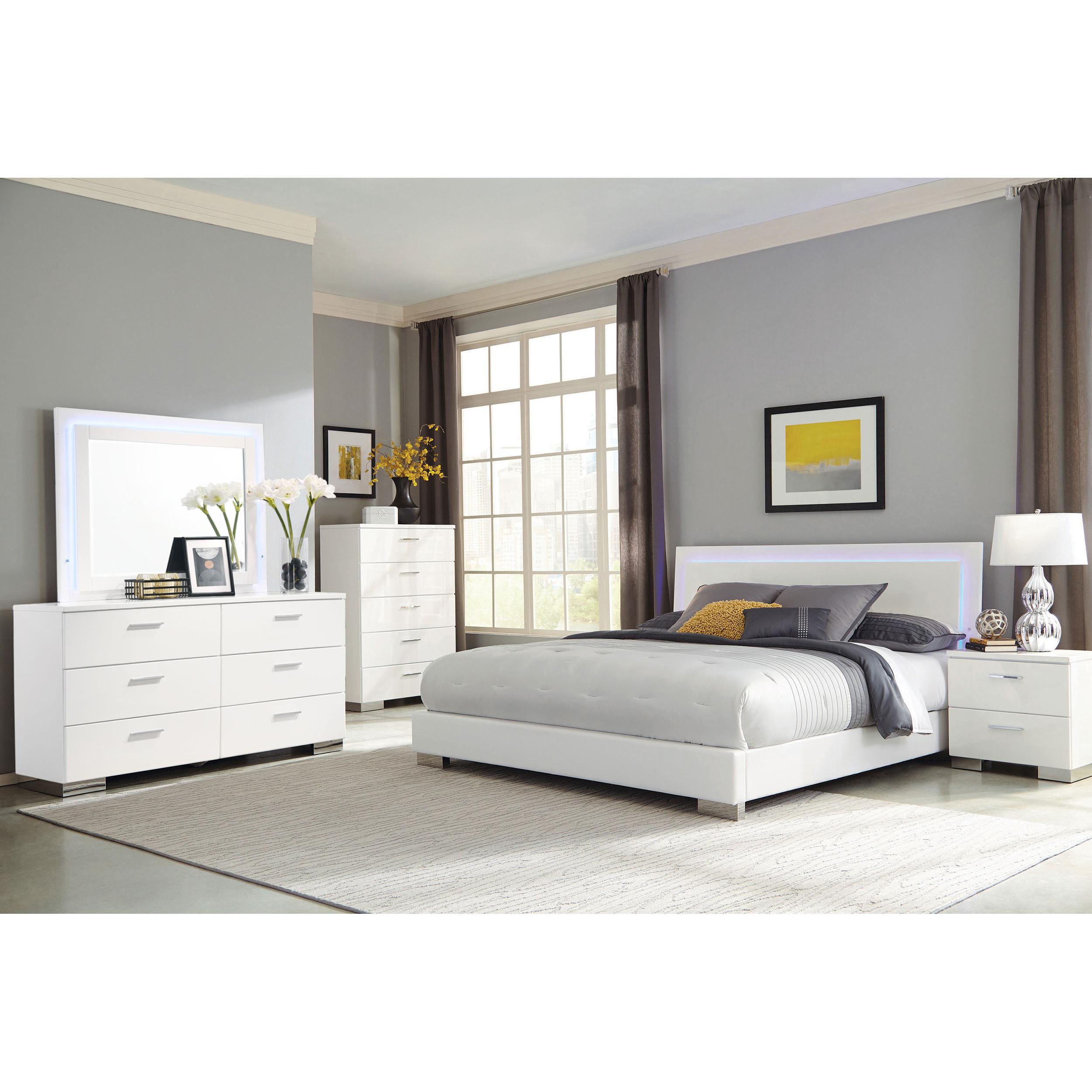  Coaster Furniture Felicity 203503ML 6-Drawer Dresser with LED Mirror - White High Gloss IMAGE 3