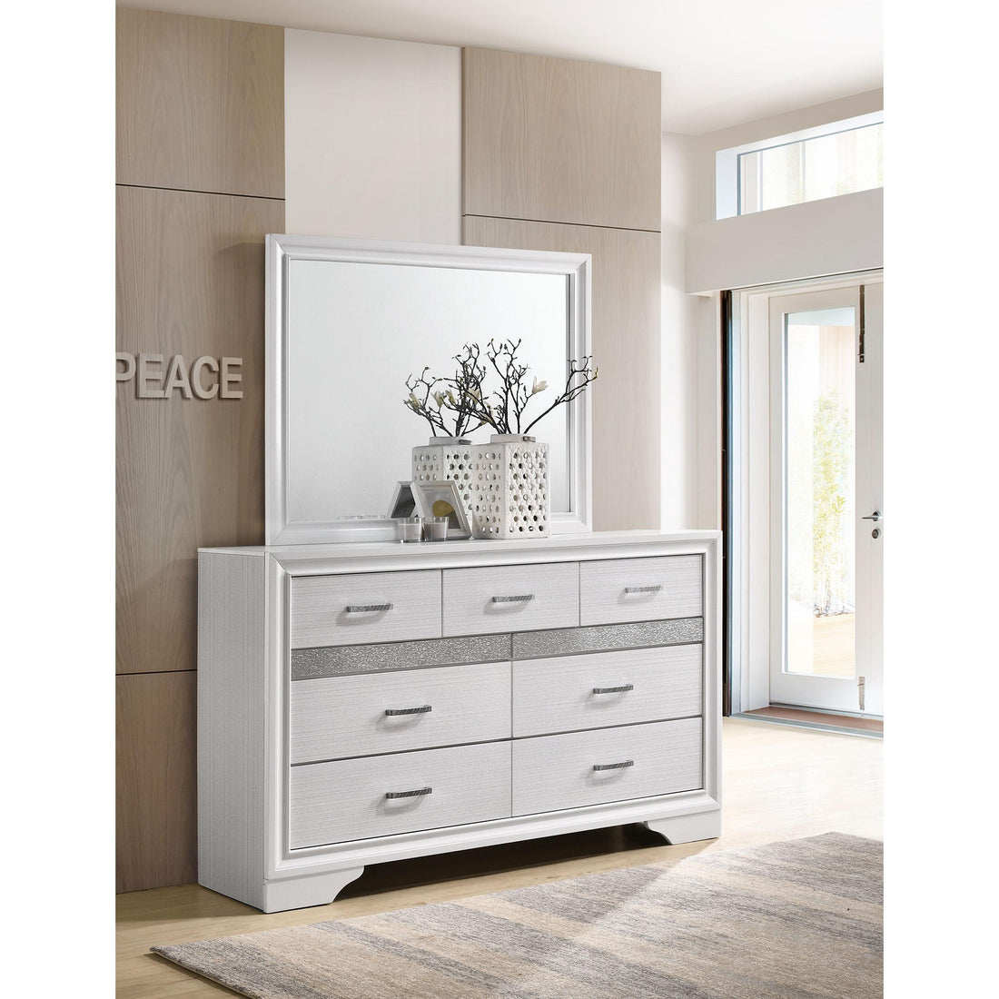  Coaster Furniture Miranda 205113M 7-Drawer Dresser with Mirror - White IMAGE 1