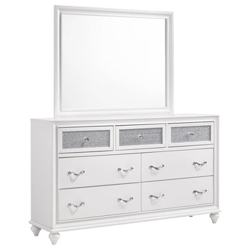  Coaster Furniture Barzini 205893M 7-Drawer Dresser with Mirror - White IMAGE 1