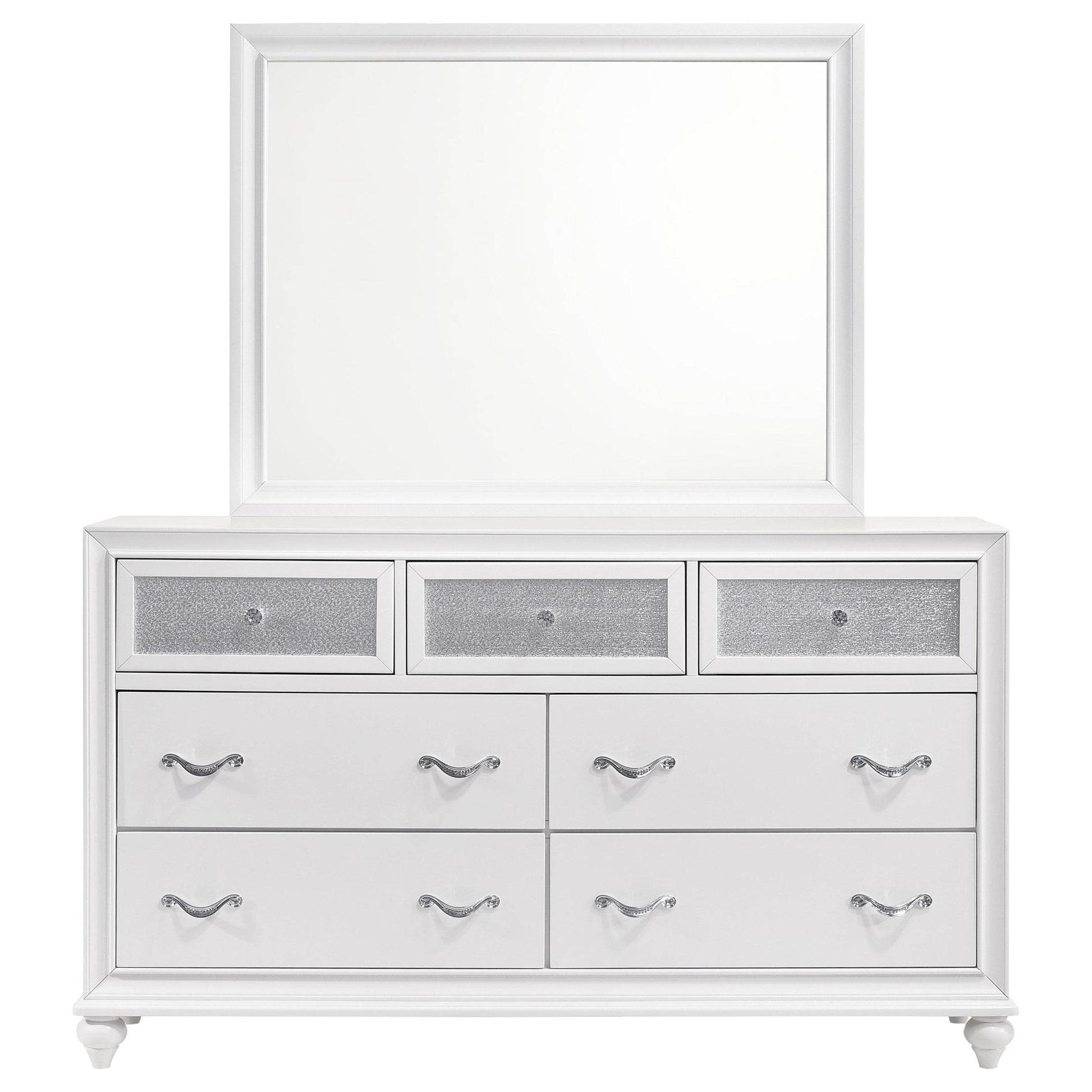  Coaster Furniture Barzini 205893M 7-Drawer Dresser with Mirror - White IMAGE 3