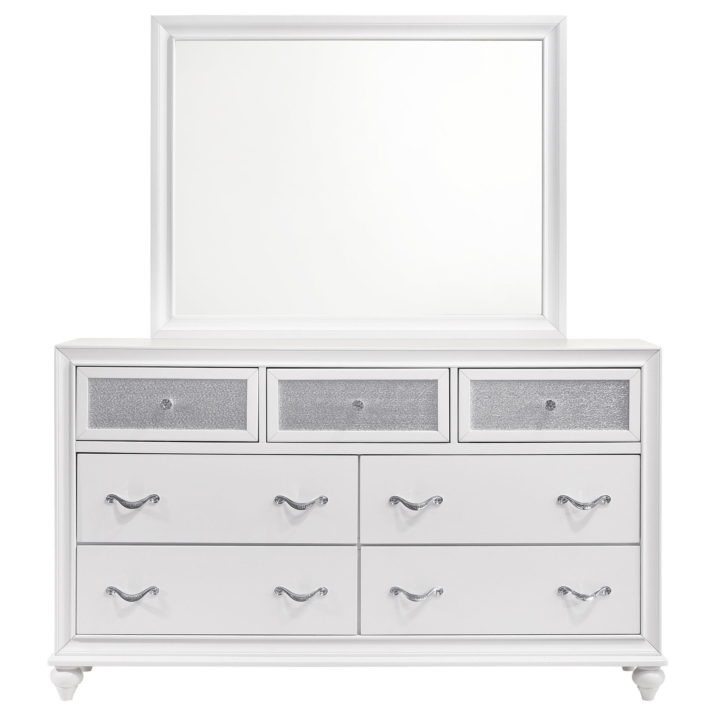  Coaster Furniture Barzini 205893M 7-Drawer Dresser with Mirror - White IMAGE 3