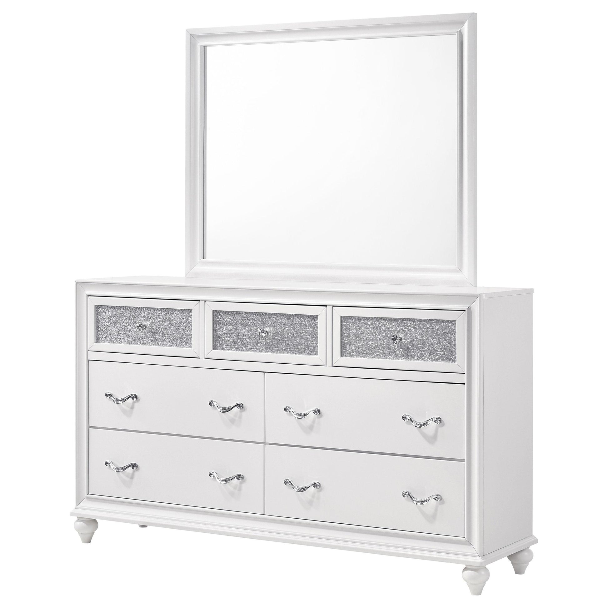  Coaster Furniture Barzini 205893M 7-Drawer Dresser with Mirror - White IMAGE 4