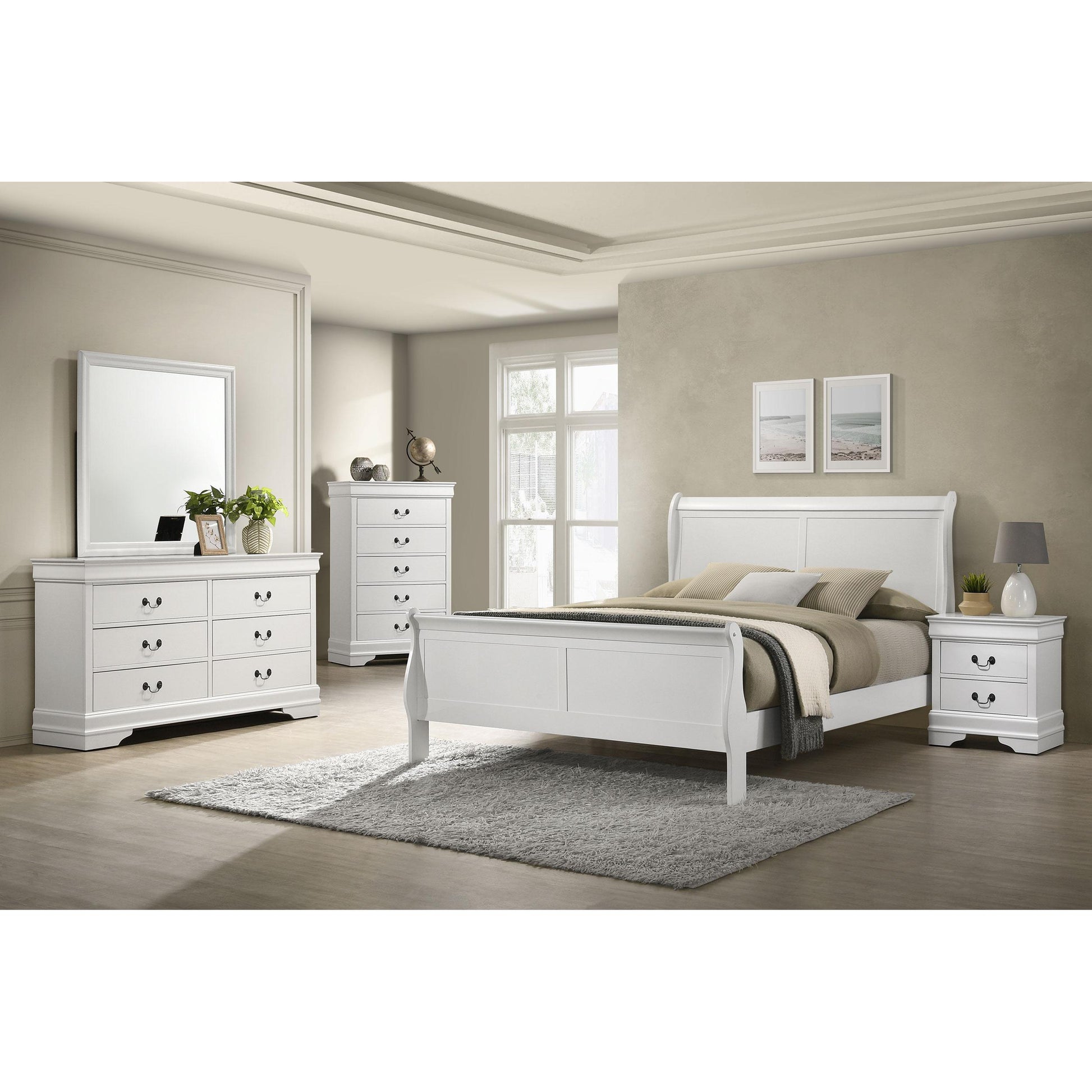  Size_Queen  -- Louis Philippe 202441Q 47-inch Queen Sleigh Panel Bed - White IMAGE 5