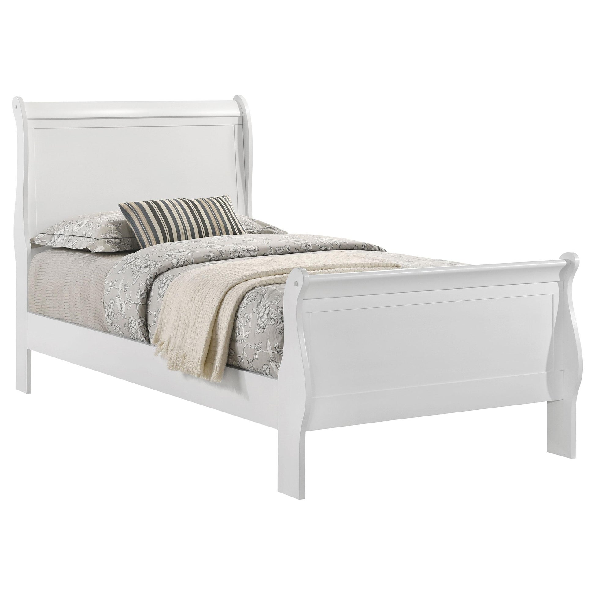  Size_Twin  -- Louis Philippe 202441T 47-inch Twin Sleigh Panel Bed - White IMAGE 3