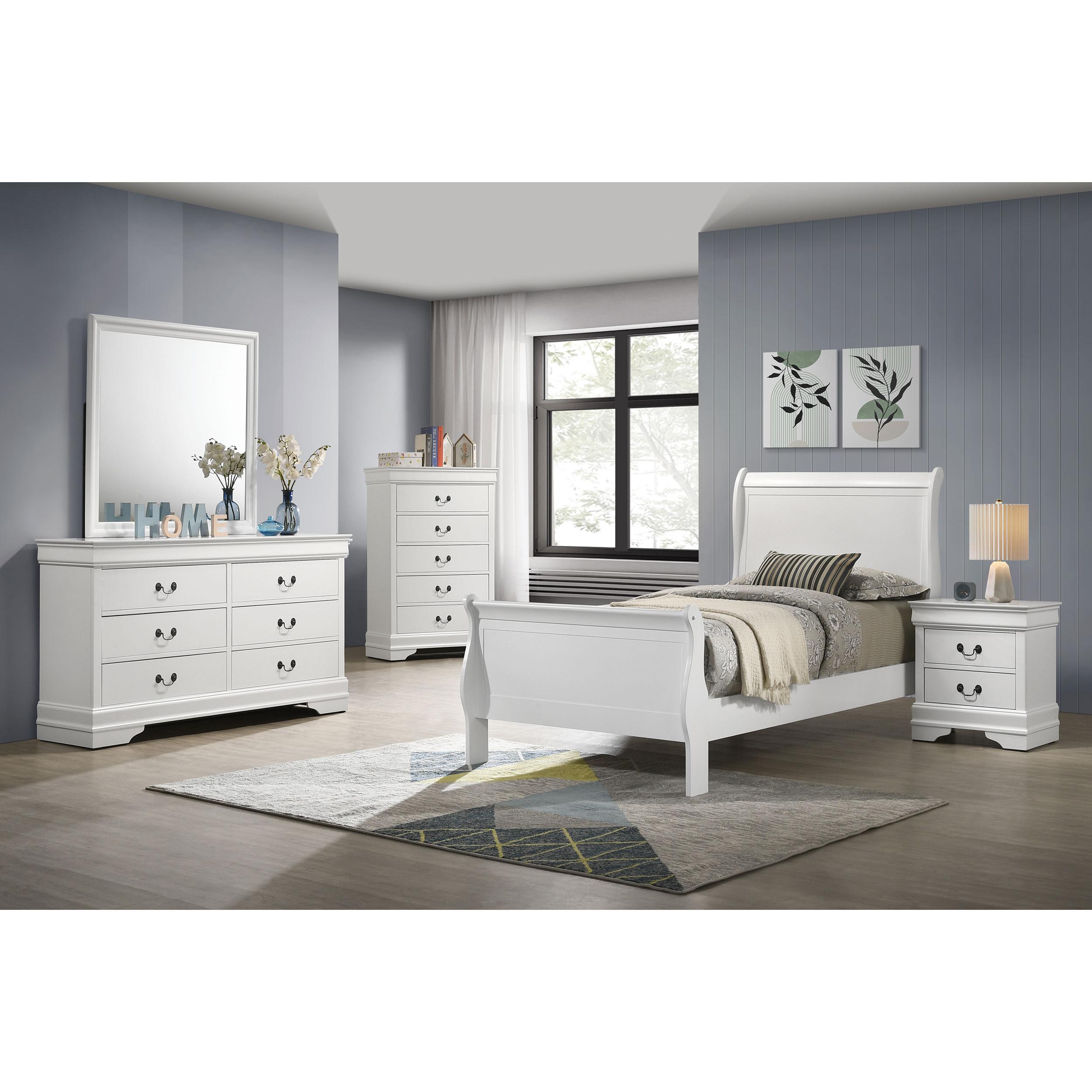  Size_Twin  -- Louis Philippe 202441T 47-inch Twin Sleigh Panel Bed - White IMAGE 5