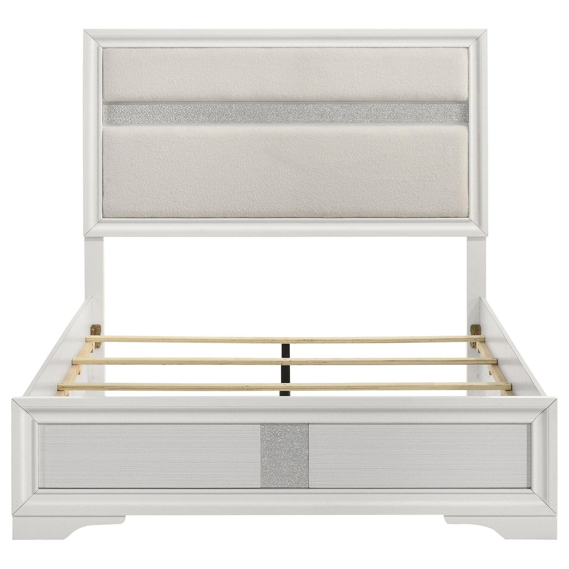  Size_Queen  -- Miranda 205110Q 54-inch Upholstered Queen Panel Bed - White IMAGE 4