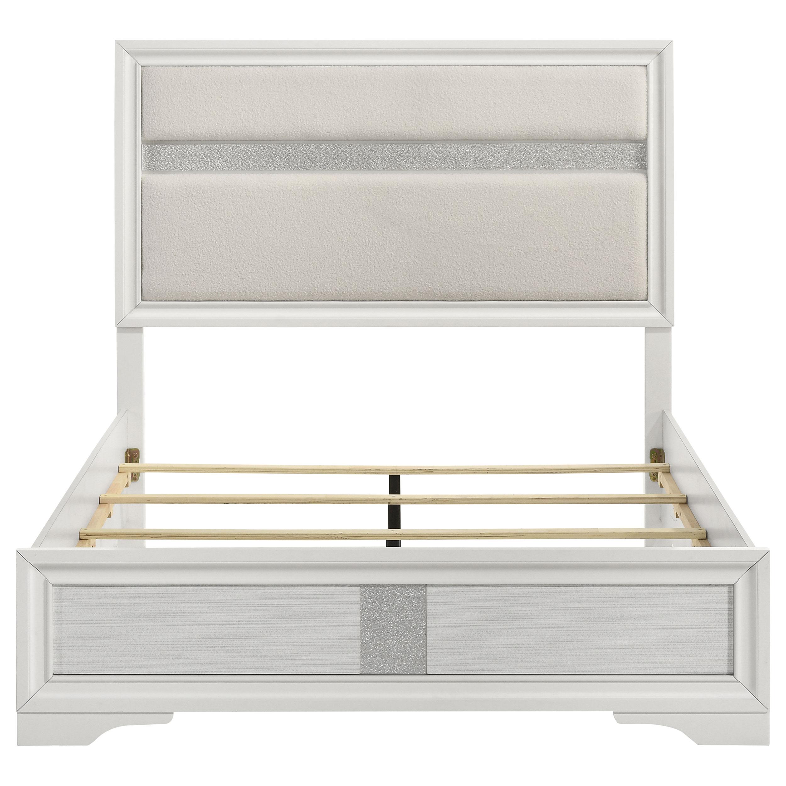  Size_Queen  -- Miranda 205110Q 54-inch Upholstered Queen Panel Bed - White IMAGE 4