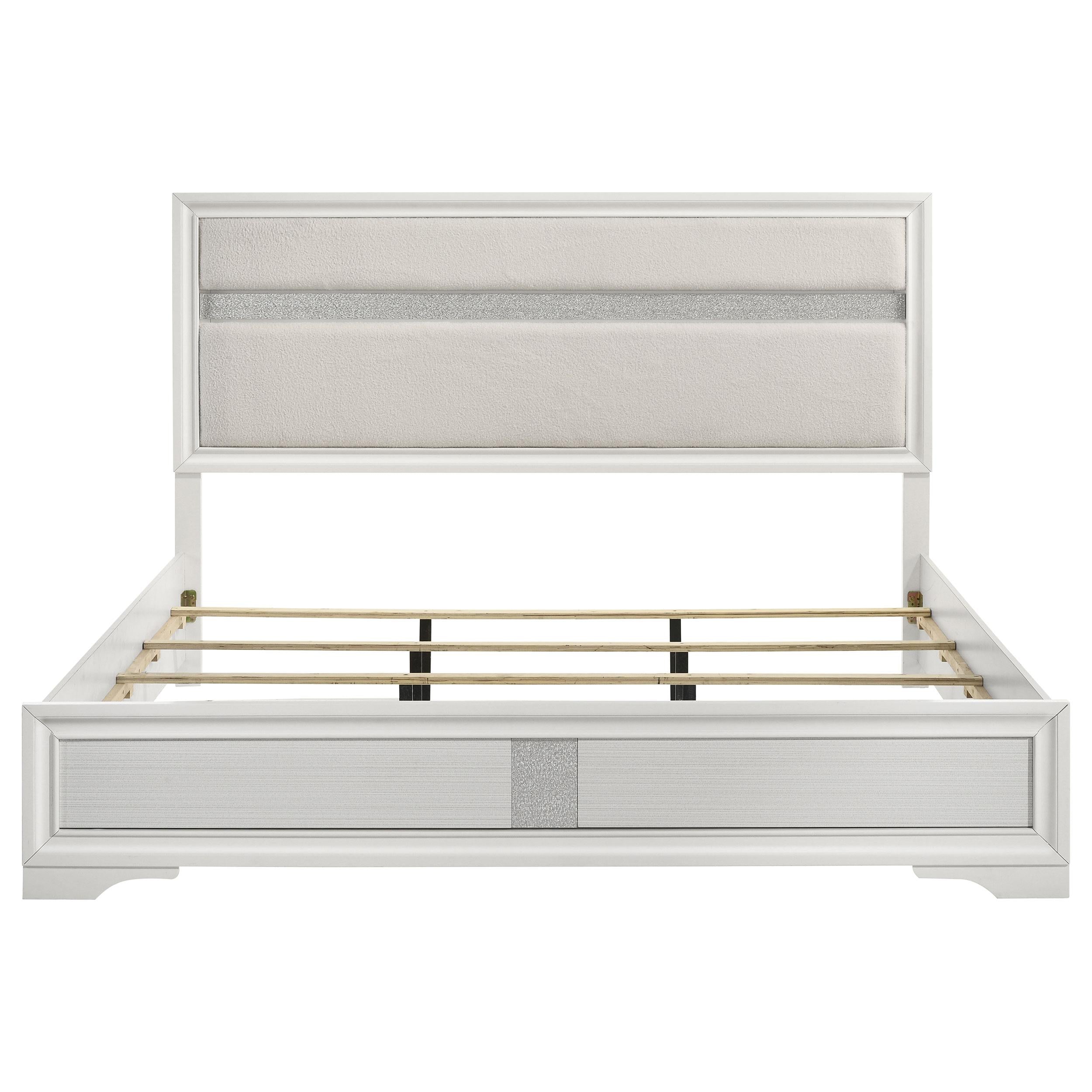  Size_King  -- Miranda 205110KE 54-inch Upholstered Eastern King Panel Bed - White IMAGE 4