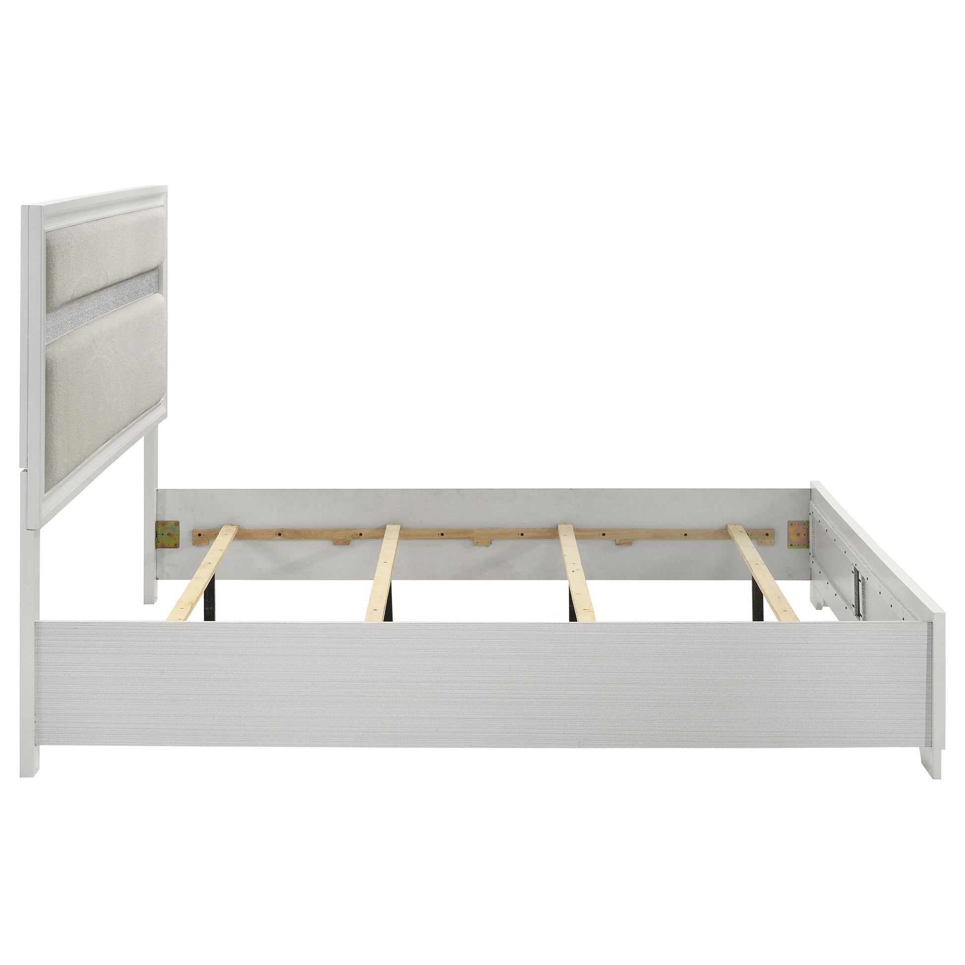 Size_King  -- Miranda 205110KE 54-inch Upholstered Eastern King Panel Bed - White IMAGE 6