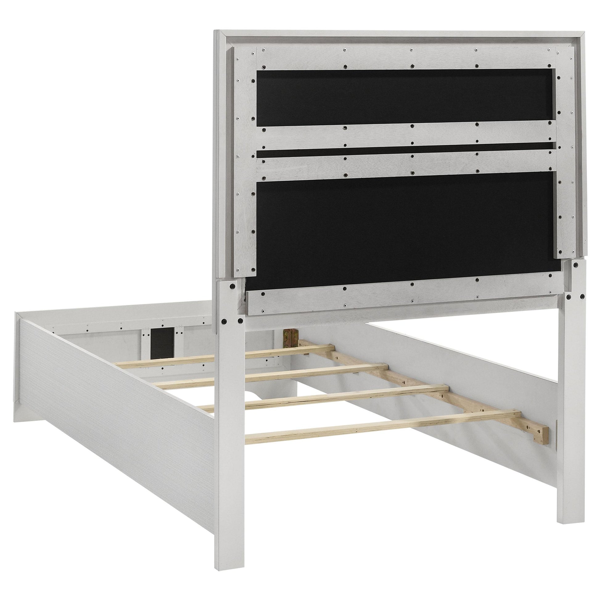  Size_Twin  -- Miranda 205110T 54-inch Upholstered Twin Panel Bed - White IMAGE 4