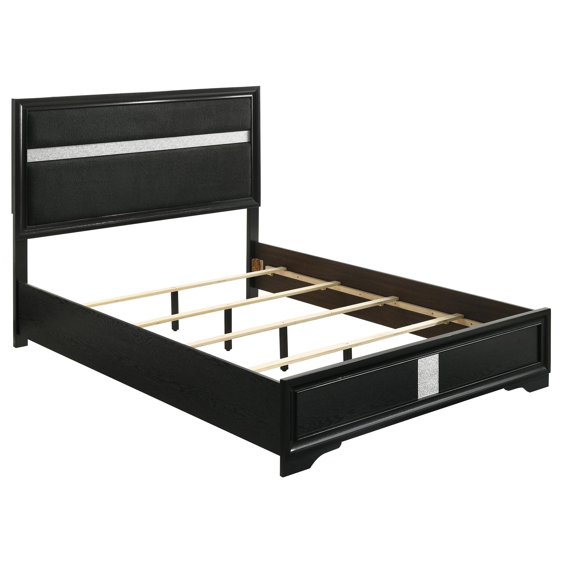  Size_Queen  -- Miranda 206360Q 54-inch Upholstered Queen Panel Bed - Black IMAGE 1
