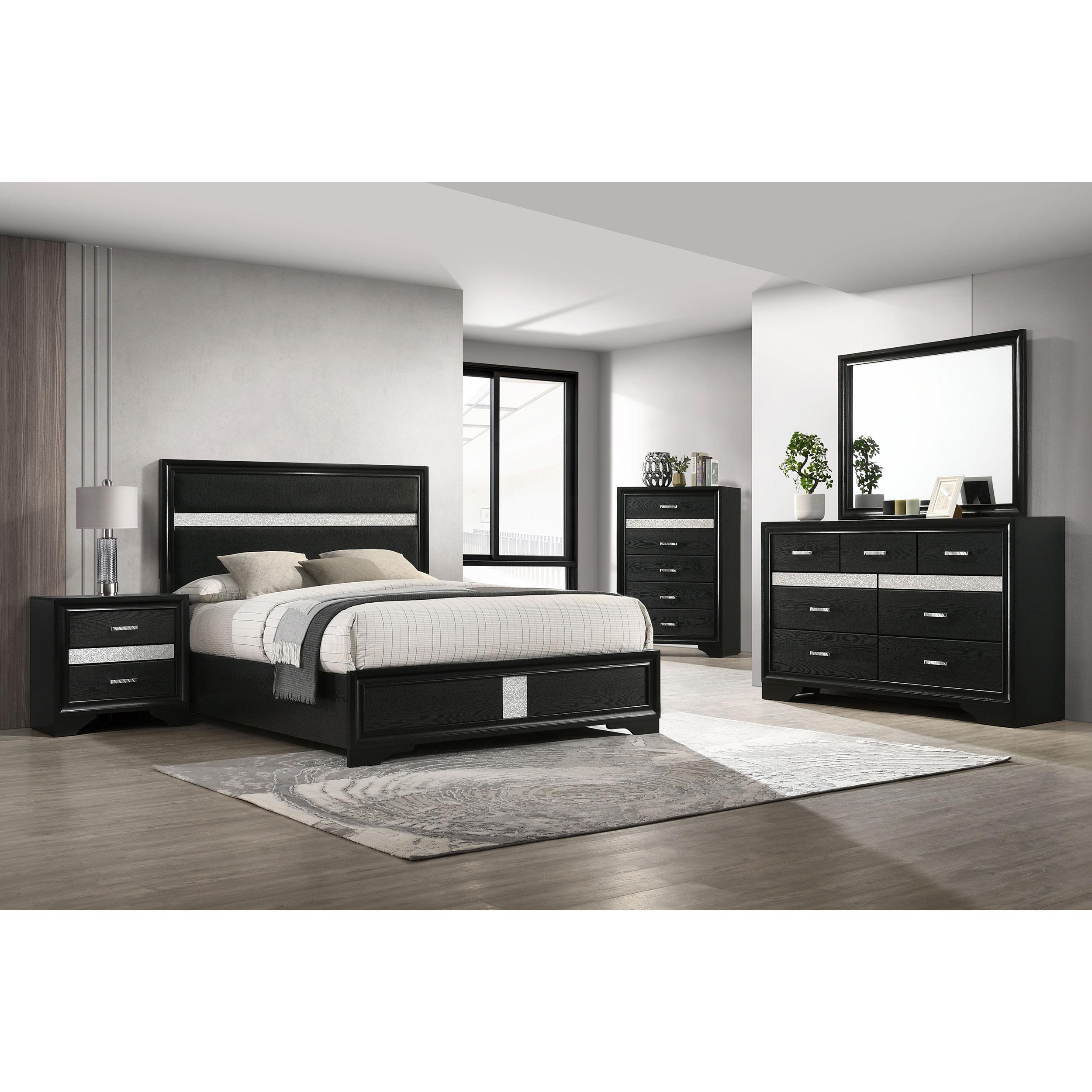  Size_Queen  -- Miranda 206360Q 54-inch Upholstered Queen Panel Bed - Black IMAGE 5