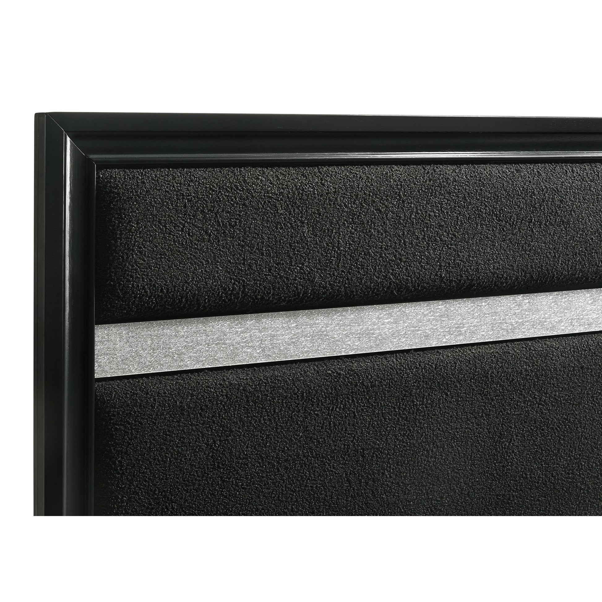  Size_Queen  -- Miranda 206360Q 54-inch Upholstered Queen Panel Bed - Black IMAGE 6