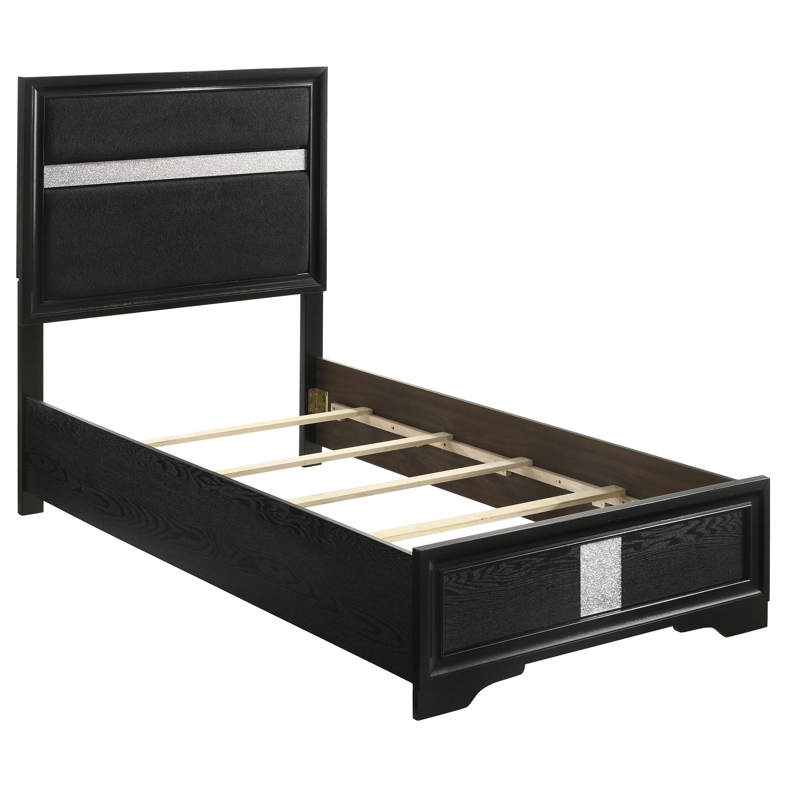  Size_Twin  -- Miranda 206360T 54-inch Upholstered Twin Panel Bed - Black IMAGE 1