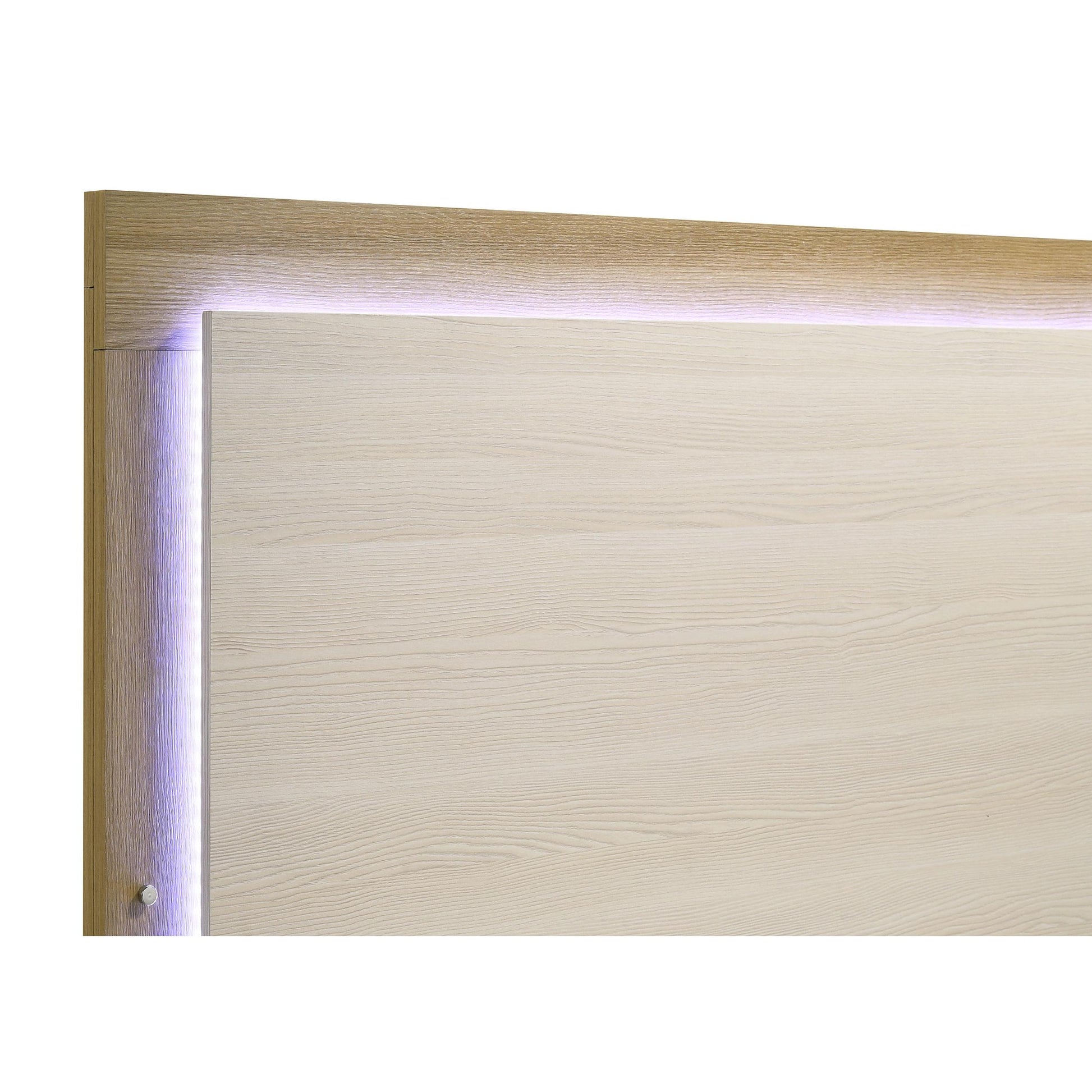  Size_Queen  -- Hyland 215651Q Wood Queen LED Panel Bed - Natural and White IMAGE 6