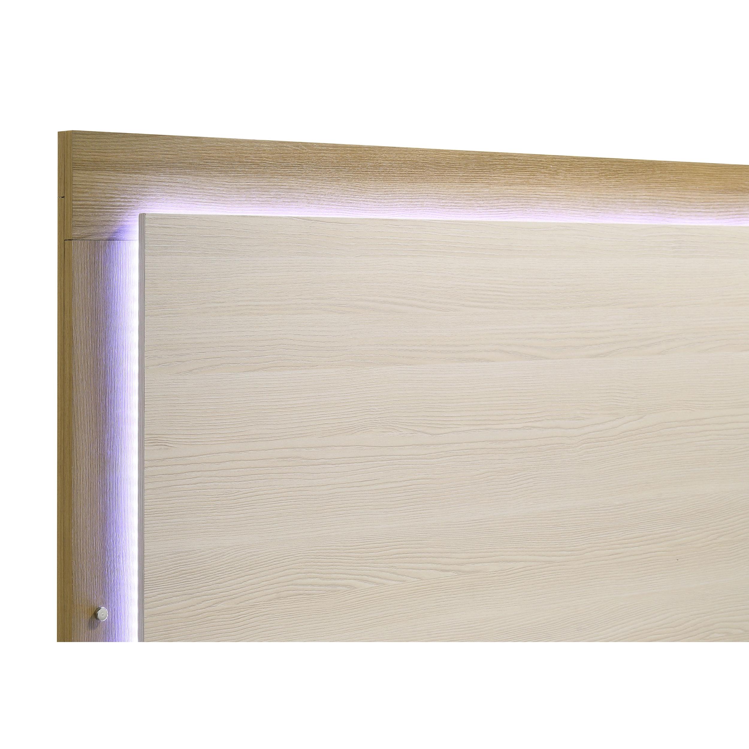  Size_Queen  -- Hyland 215651Q Wood Queen LED Panel Bed - Natural and White IMAGE 6