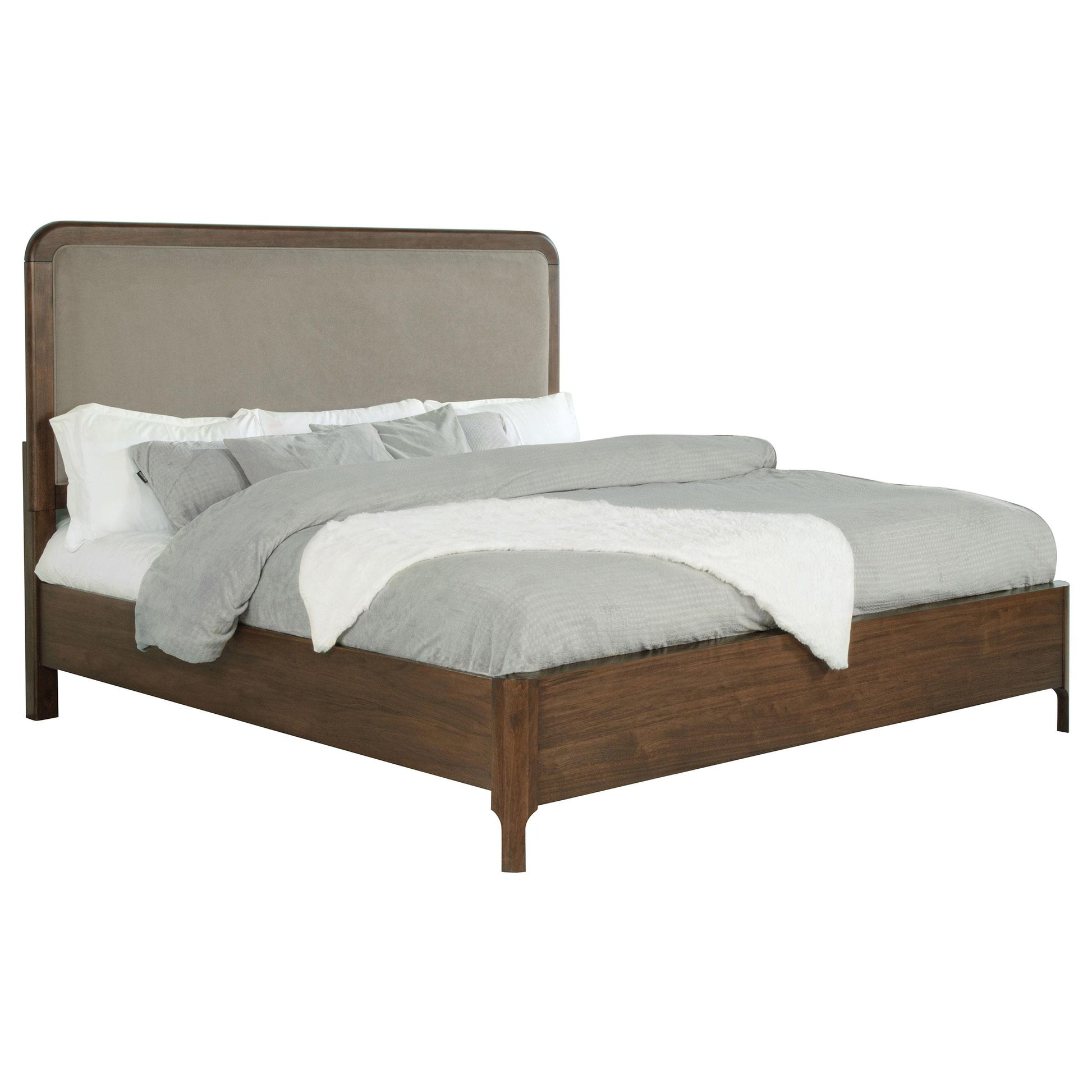  Size_Queen  -- Maderia 223321Q 57-inch Upholstered Queen Panel Bed - Walnut IMAGE 3