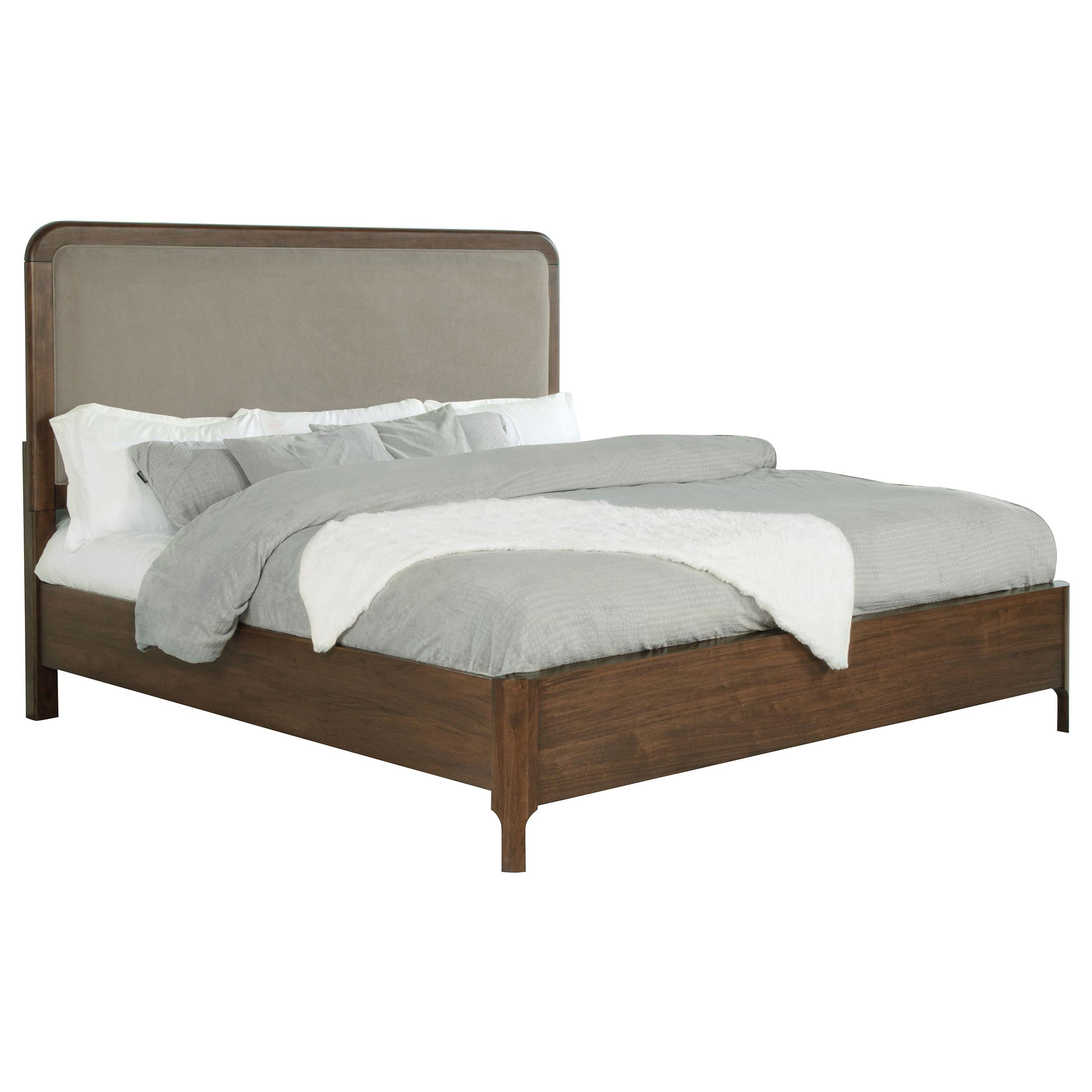  Size_Queen  -- Maderia 223321Q 57-inch Upholstered Queen Panel Bed - Walnut IMAGE 3