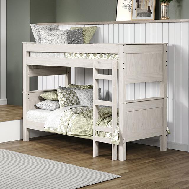  Furniture of America Albani AM-BK302WH Twin/Twin Post Bunkbed IMAGE 1