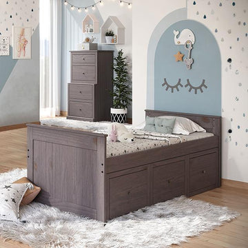  Color_Grey  -- Marinos Twin Bed with Storage IMAGE 1