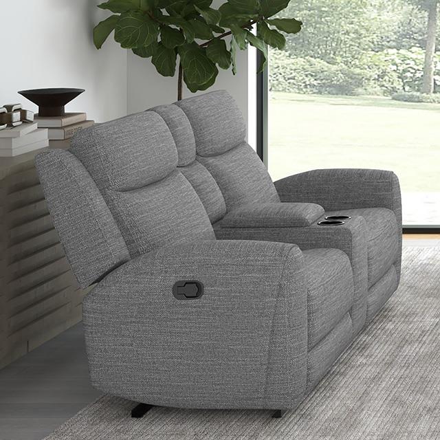  Furniture of America Antonius CM9985GY-LV-M Manual Recliner Loveseat w/ Console IMAGE 1