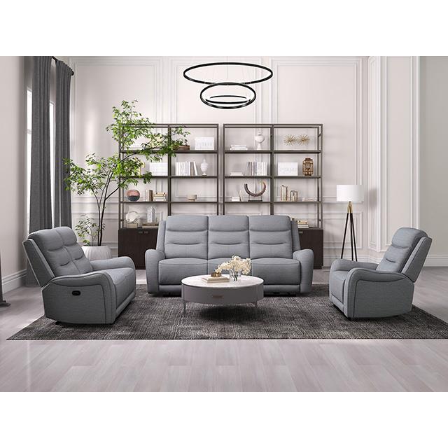  Furniture of America Matthias CM9987GY-SF-M Manual Recliner Sofa IMAGE 1