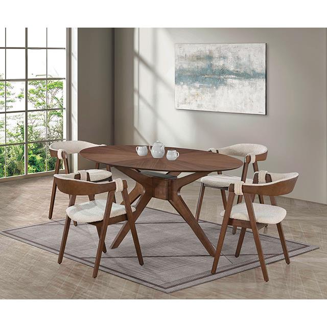  Furniture of America Ebikon FM3211WN-T Oval Dining Table IMAGE 1