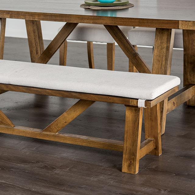  Furniture of America Losone FM3422WH-BN Bench w/ Cushion IMAGE 1