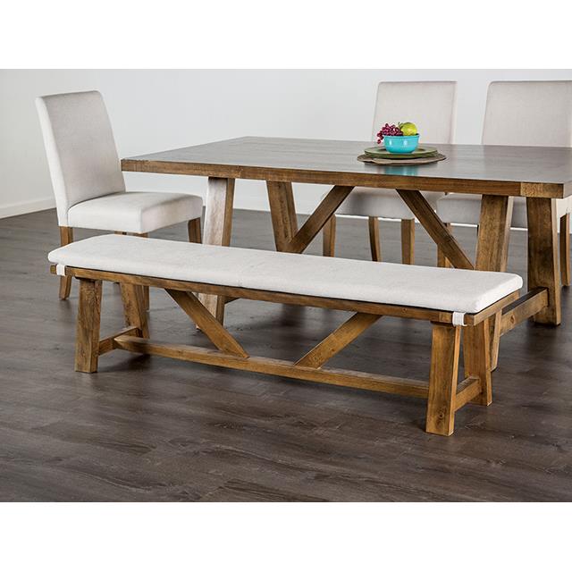  Furniture of America Losone FM3422WH-BN Bench w/ Cushion IMAGE 2