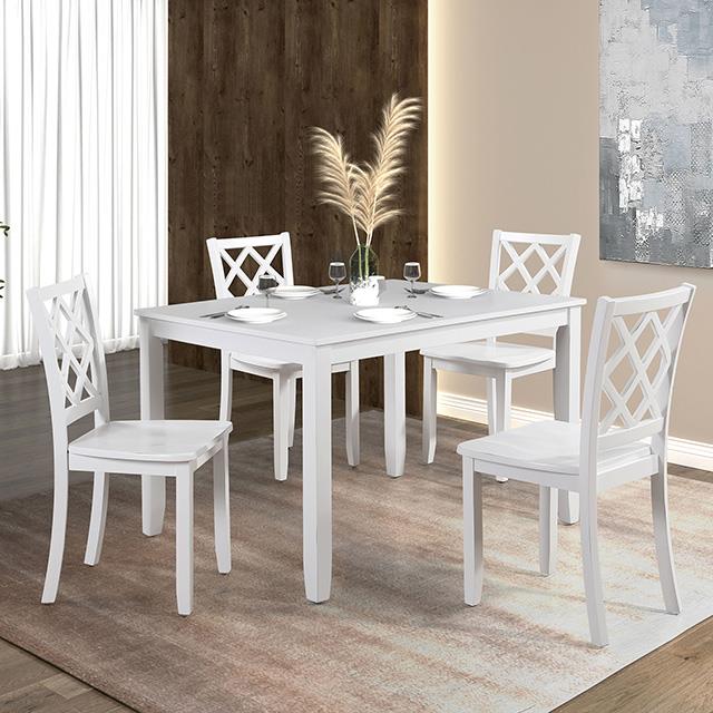  Furniture of America Yamhill FM3424WH-T-5PK 5 pc Dining Table Set IMAGE 1