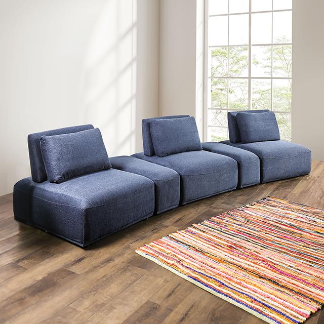  Furniture of America Stavanger FM63001BL-G Curved 3-Seater IMAGE 1