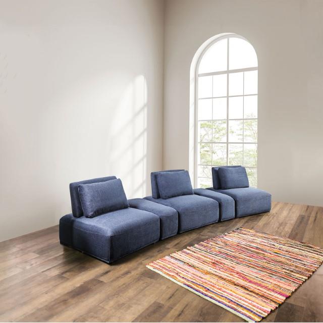  Furniture of America Stavanger FM63001BL-G Curved 3-Seater IMAGE 1