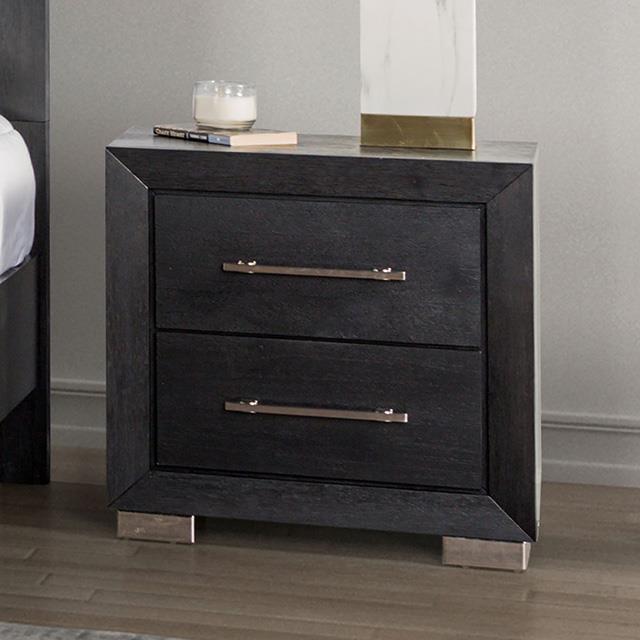  Furniture of America Ashbourne FM7415BK-N Night Stand w/ USB IMAGE 1