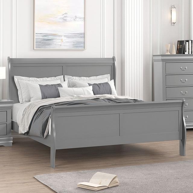  Color_Grey  Size_Full  -- Louis Philippe FM7866GY-F Full Bed IMAGE 1