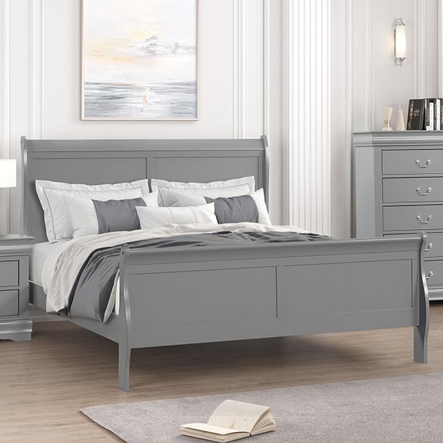  Color_Grey  Size_Queen  -- Louis Philippe FM7866GY-Q Queen Bed IMAGE 1