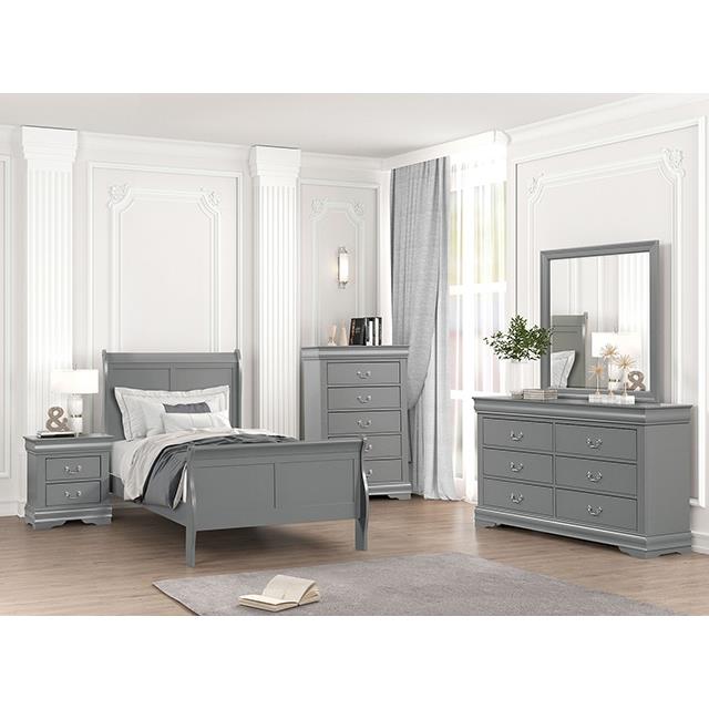  Color_Grey  Size_Twin  -- Louis Philippe FM7866GY-T Twin Bed IMAGE 2