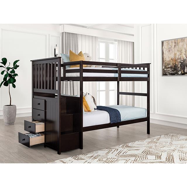  Furniture of America Ontario FM-BK102ES-T Twin/Twin Bunk Bed IMAGE 2
